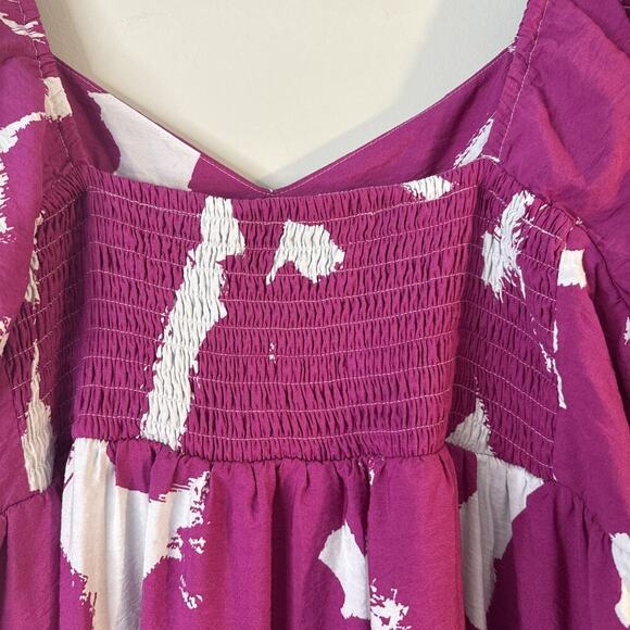 Nine West Women's Size XXL Maxi Babydoll Dress Lined Pink Floral Spring Easter - Picture 6 of 12